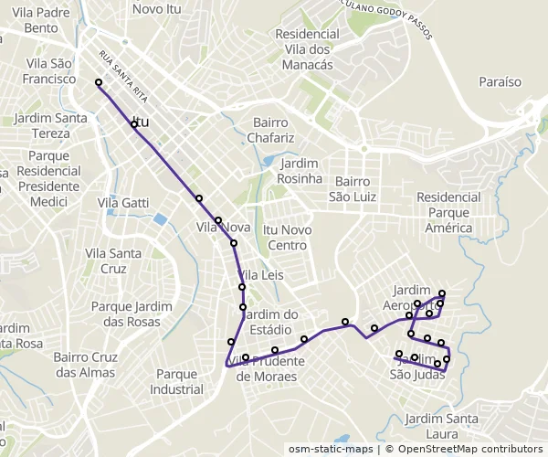 Mapa do itinerário da linha