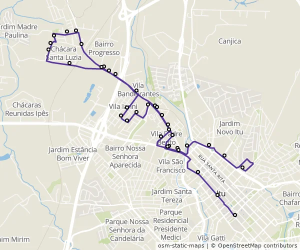 Mapa do itinerário da linha