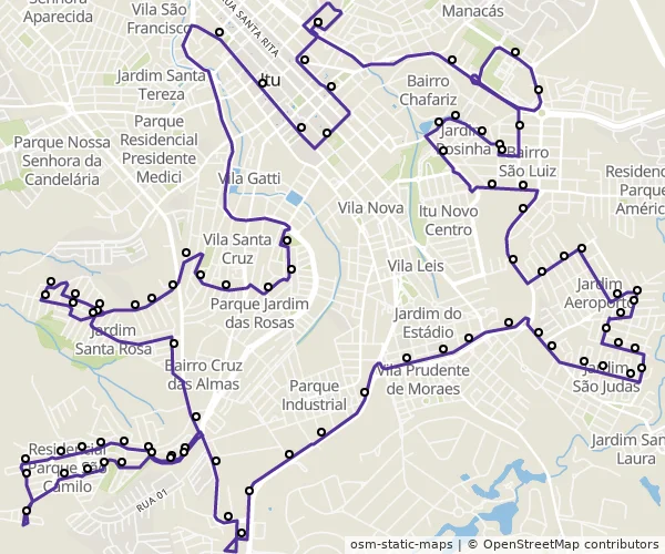 Mapa do itinerário da linha