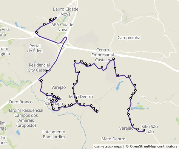 Mapa do itinerário da linha