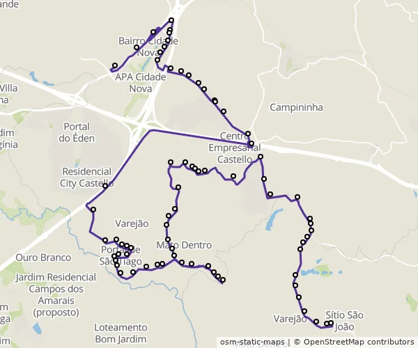 Mapa do itinerário da linha