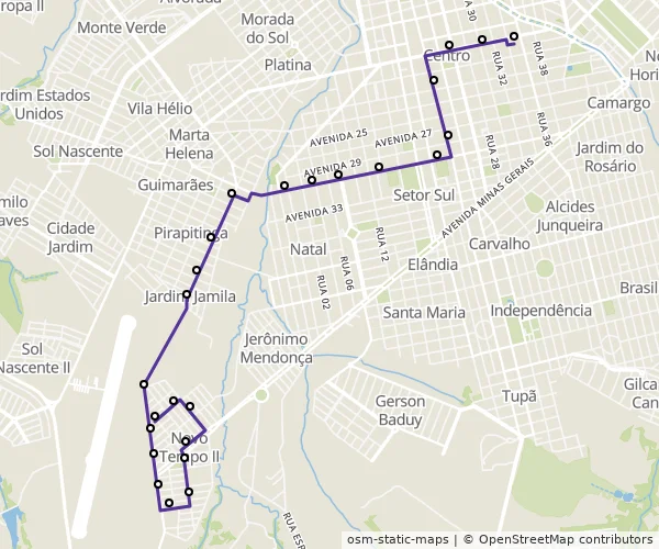 Mapa do itinerário da linha