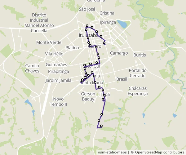 Mapa do itinerário da linha
