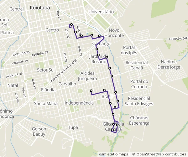 Mapa do itinerário da linha