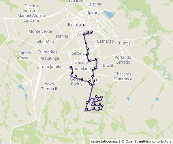 Mapa do itinerário da linha