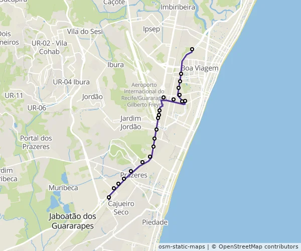 Mapa do itinerário da linha