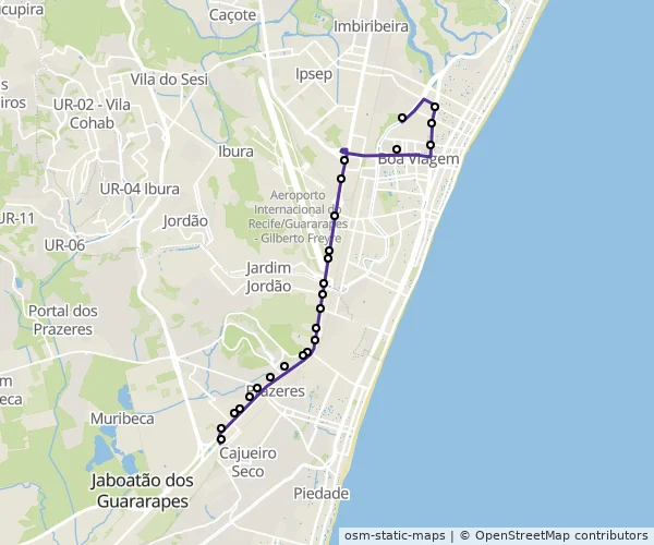Mapa do itinerário da linha