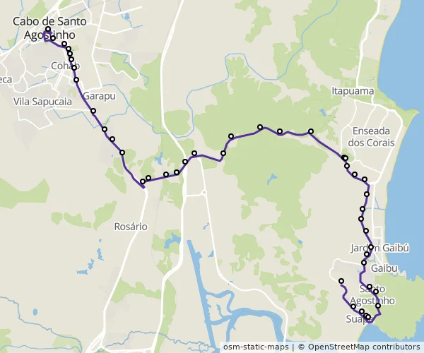 Mapa do itinerário da linha