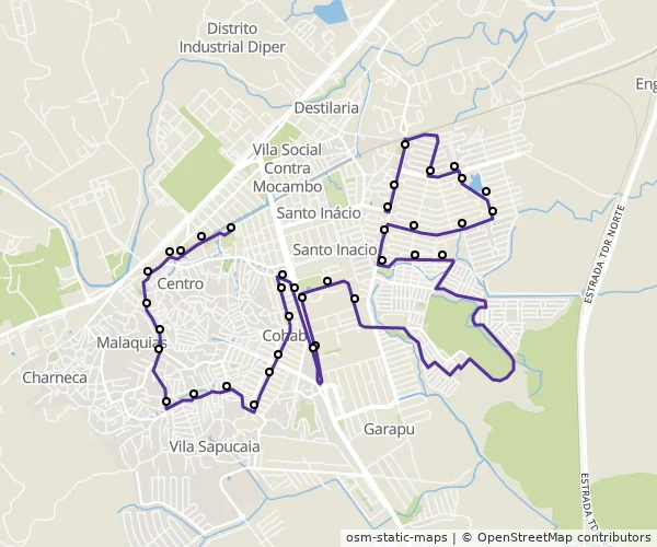 Mapa do itinerário da linha