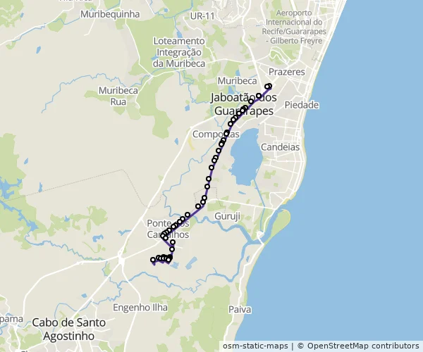 Mapa do itinerário da linha