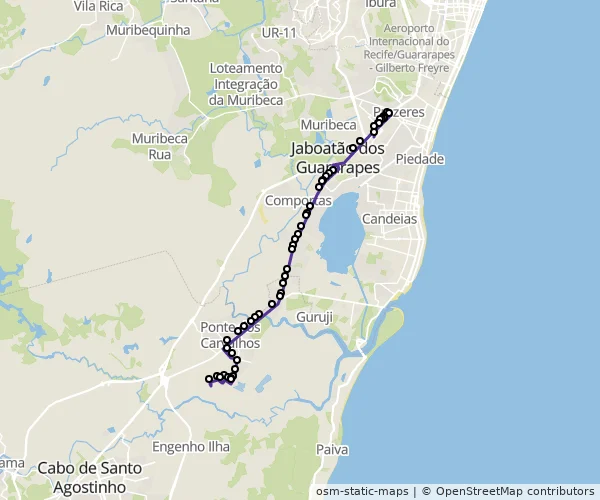 Mapa do itinerário da linha