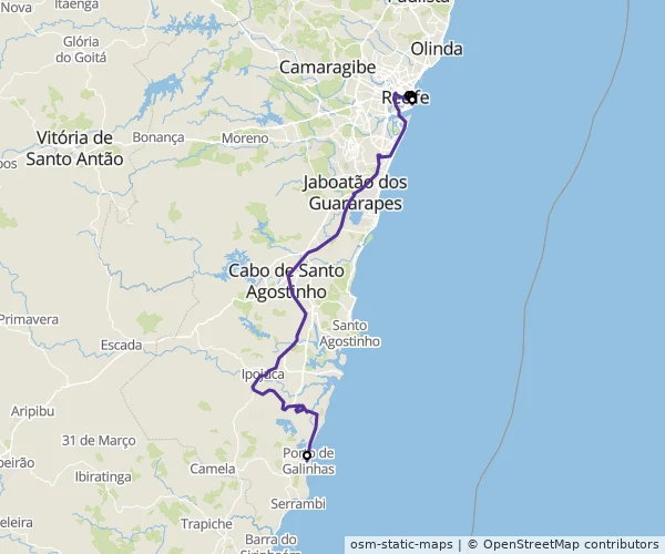 Mapa do itinerário da linha