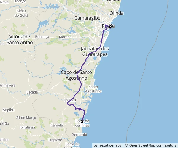 Mapa do itinerário da linha