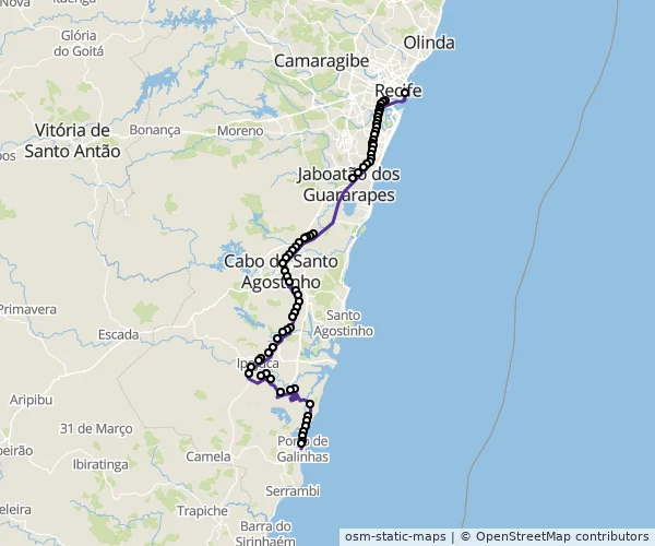 Mapa do itinerário da linha