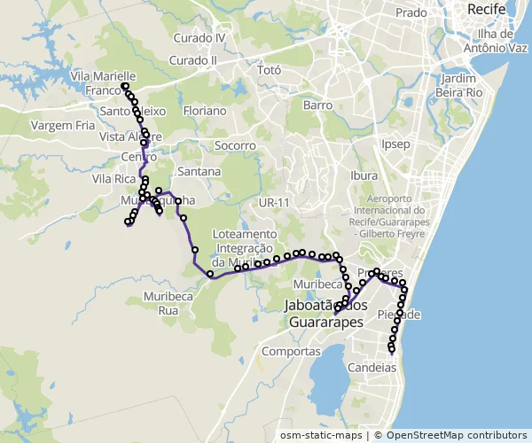 Mapa do itinerário da linha