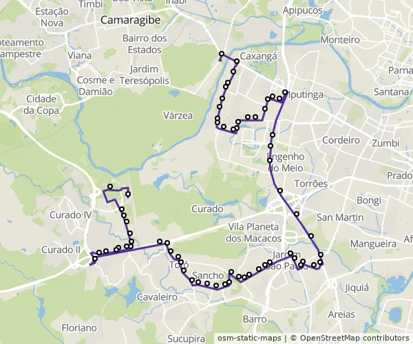 Mapa do itinerário da linha