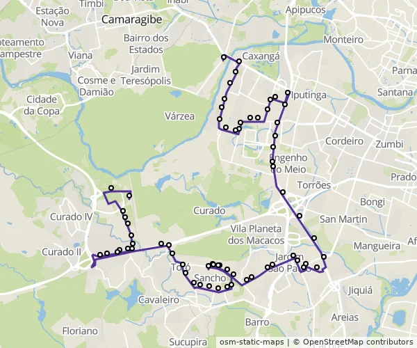 Mapa do itinerário da linha