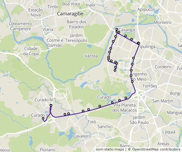 Mapa do itinerário da linha