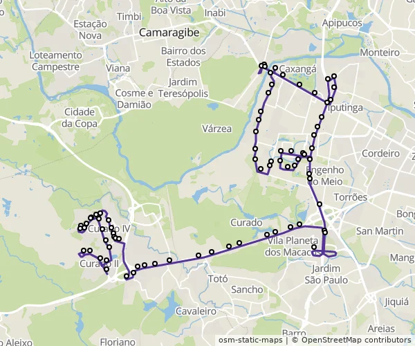 Mapa do itinerário da linha