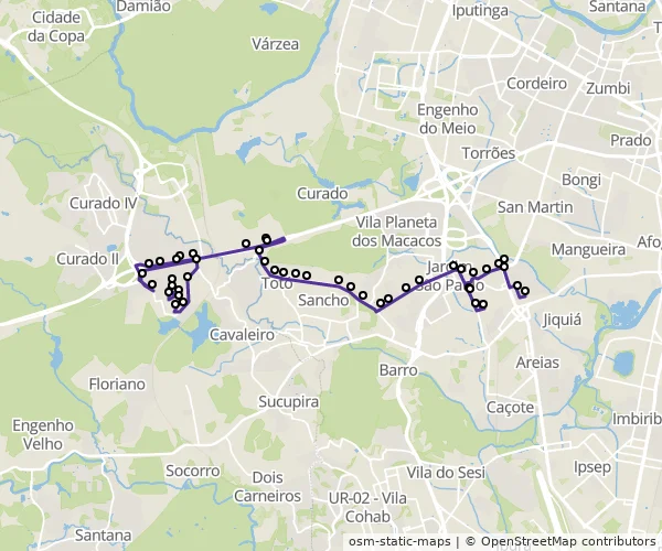 Mapa do itinerário da linha