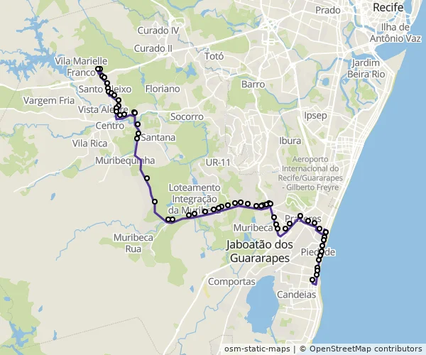 Mapa do itinerário da linha
