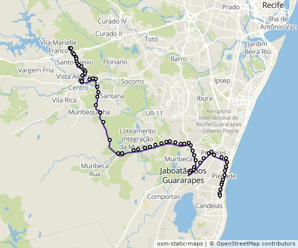 Mapa do itinerário da linha