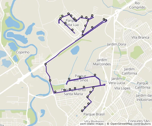 Mapa do itinerário da linha