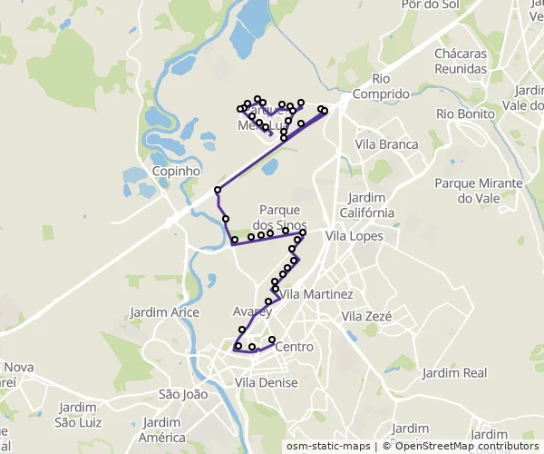 Mapa do itinerário da linha