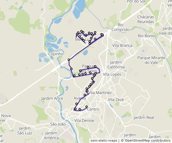 Mapa do itinerário da linha