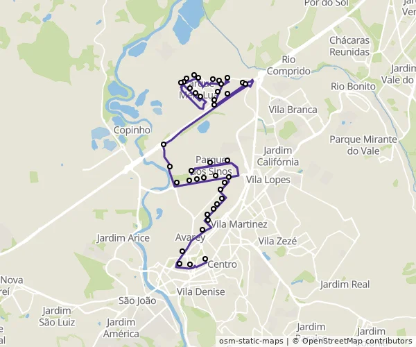 Mapa do itinerário da linha
