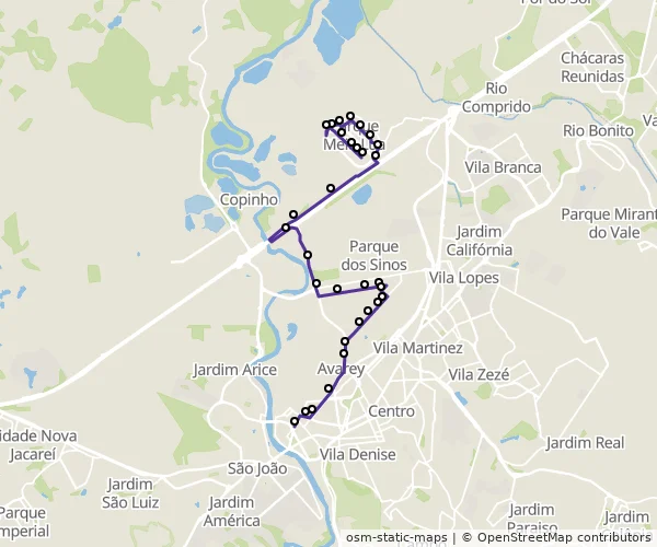 Mapa do itinerário da linha