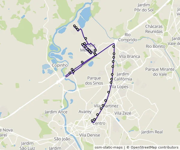 Mapa do itinerário da linha