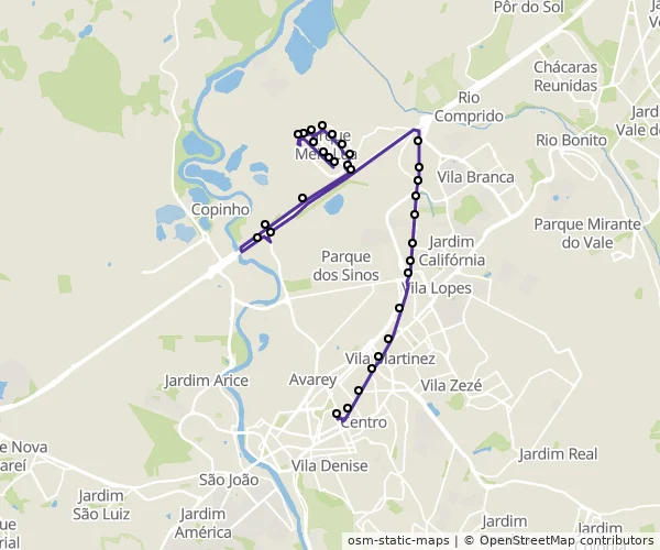 Mapa do itinerário da linha