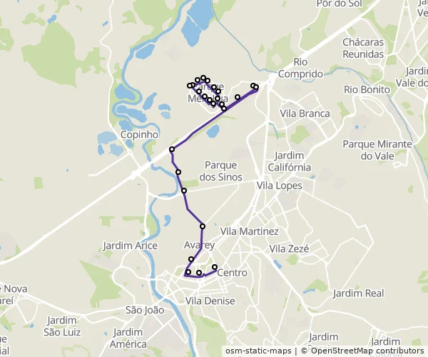 Mapa do itinerário da linha