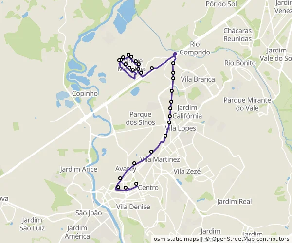 Mapa do itinerário da linha