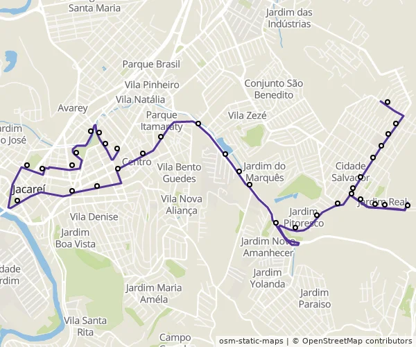 Mapa do itinerário da linha