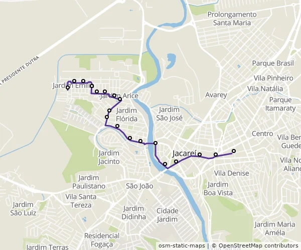 Mapa do itinerário da linha