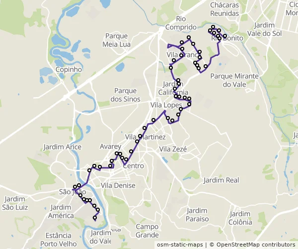 Mapa do itinerário da linha