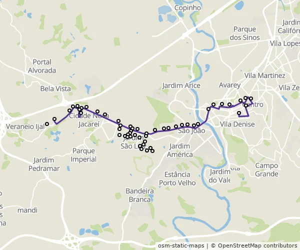 Mapa do itinerário da linha
