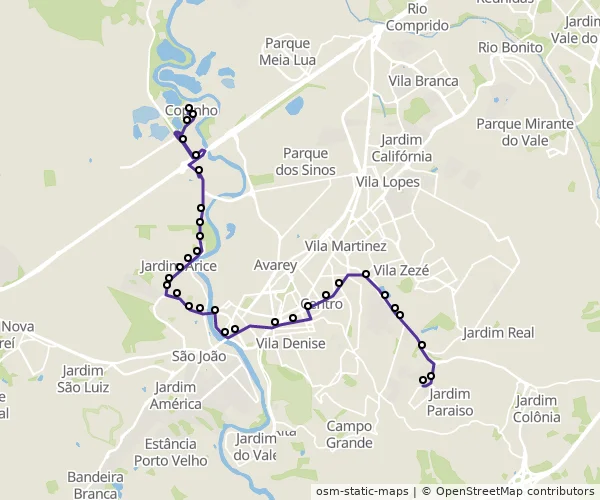 Mapa do itinerário da linha