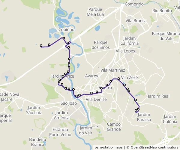 Mapa do itinerário da linha