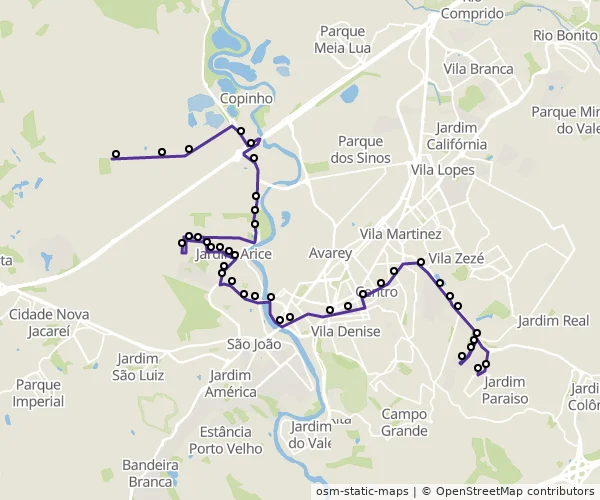 Mapa do itinerário da linha