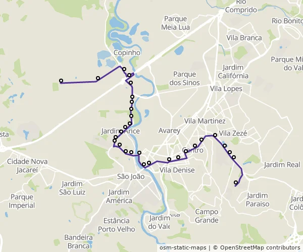 Mapa do itinerário da linha
