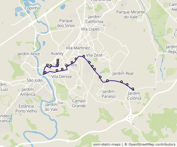 Mapa do itinerário da linha