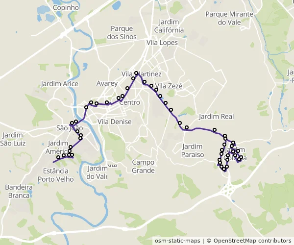 Mapa do itinerário da linha
