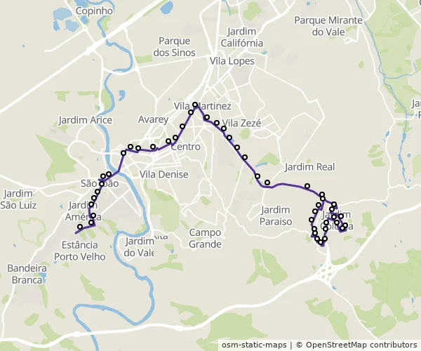 Mapa do itinerário da linha
