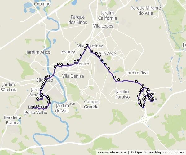 Mapa do itinerário da linha