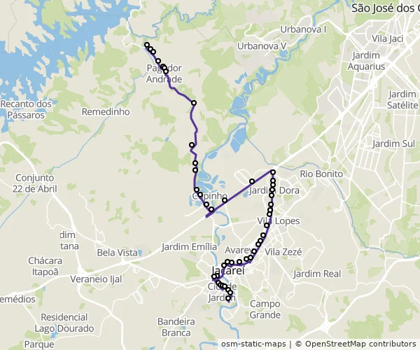 Mapa do itinerário da linha
