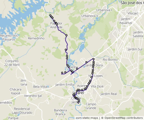 Mapa do itinerário da linha