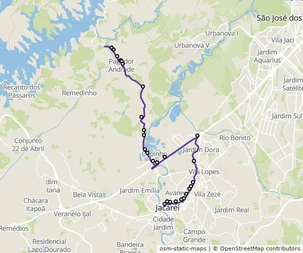 Mapa do itinerário da linha